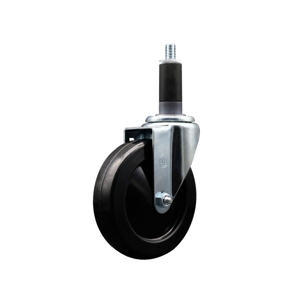5'' SS Soft Rubber Wheel Swivel 1-1/8'' Expanding Stem Caster